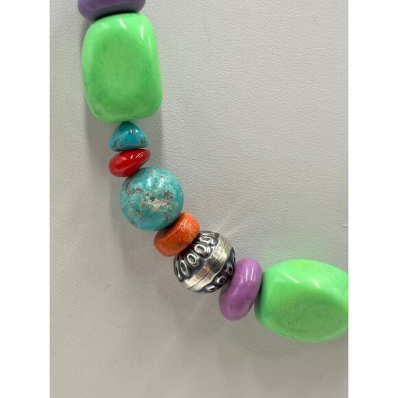 American West Jewelry by Carolyn Pollack Multi Gemstone Beaded Sterling Necklace - Picture 2 of 15